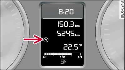 Sdružené přístroje bez informačního systému řidiče: vypnutí motoru (fáze stop)