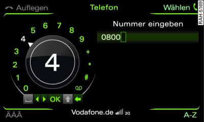 Telefonnummer über den Zahlen-Speller eingeben