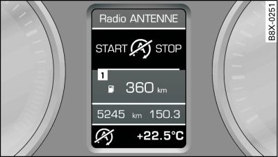 Kombiinstrument mit Fahrerinformationssystem: Motor-Stop vorübergehend nicht verfügbar