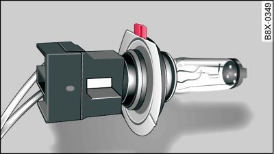 Lampe mit Stecker: Führungsnase markiert