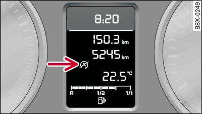 Instrument cluster without driver information system: Engine stop temporarily unavailable