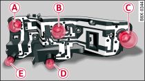 Position of the bulbs on the bulb carrier. Example: Left rear light