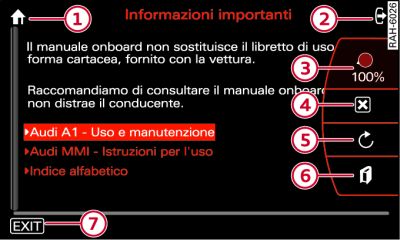 Browser per il manuale d'istruzioni on-board