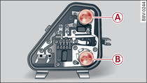 Position des ampoules sur le support d'ampoules (exemple: feu arrire gauche)