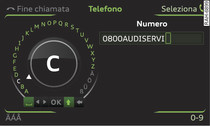 Immissione di un numero telefonico mediante lo speller alfabetico