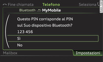 Visualizzazione del codice PIN per l'inserimento mediante il telefono cellulare