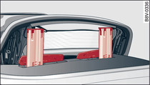 Roll bar azionati con telaio della capote sollevato