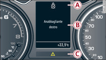 Quadro strumenti: schema di visualizzazione per vetture con display monocromatico (esempio)