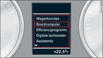 Bestuurdersinformatiesysteem: Menu 'Wagenfuncties' oproepen