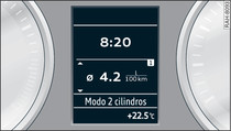 Painel de instrumentos combinado: indicação do modo 2 cilindros