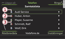 Ringa telefonnummer frn samtalslistan