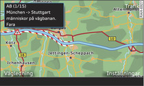 Visning av ett TMC-/TMCpro-trafikinformation p kartan