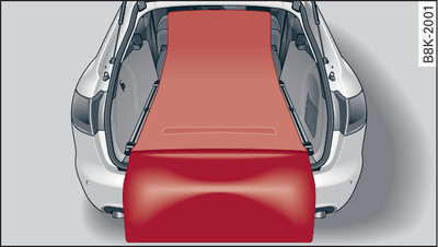 Luggage compartment: Reversible floor covering with backrest folded down