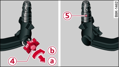 Removable towing bracket: Setting the spring mechanism to the 'ready' position