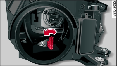 Headlight unit: Handle secured in place with side light/daytime running light