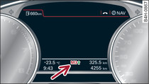 Instrument cluster: Gear-change indicator in tiptronic mode