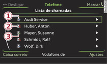 Selecionar o número de telefone a partir da lista de chamadas