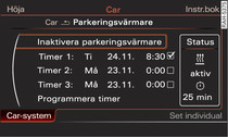 Infotainment: Ställa in timer