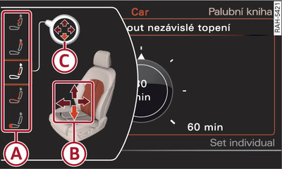 Infotainment: nastavení sedadel