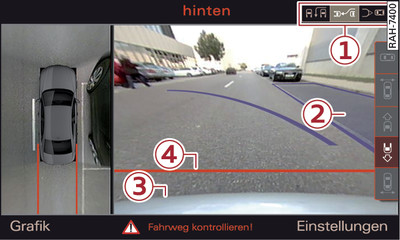 Infotainment: In Parklücke ausgerichtete blaue Fläche