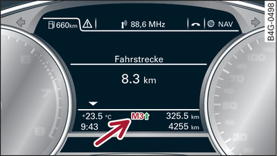 Instrument cluster: Gear-change indicator in tiptronic mode