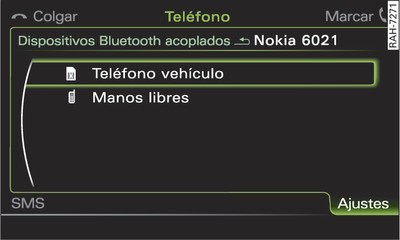 Perfiles Bluetooth (teléfono del vehículo y manos libres)