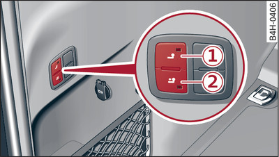 Vue partielle du coffre à bagages : touche à bascule