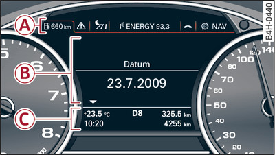 Sistema d'informazione per il conducente nel quadro strumenti