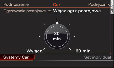 Infotainment: natychmiastowe załączenie/wyłączenie ogrzewania postojowego