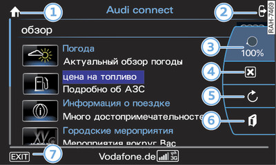 Индикация услуг «Audi connect»