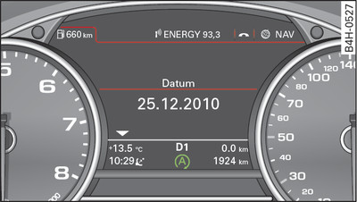 Kombiinstrument: motorn avstängd (Stop-fas)