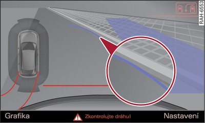 Infotainment: dotyk modrého oblouku s obrubníkem