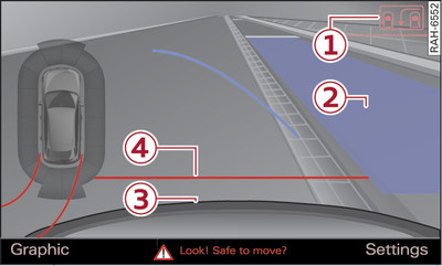 Infotainment display: Blue area marking aligned in parking space