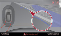 System Infotainment: łączenie się niebieskiego łuku z krawężnikiem