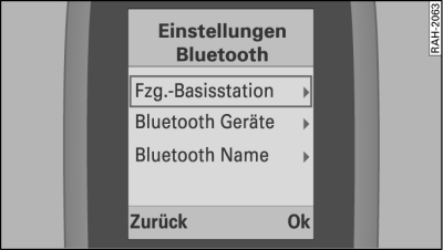 Bedienhörer: Fzg.-Basisstation suchen