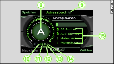 Buchstaben-Speller: Adressbucheintrag suchen