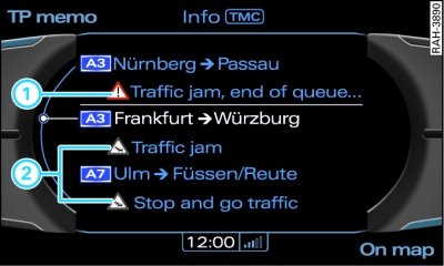 Calling up a traffic message