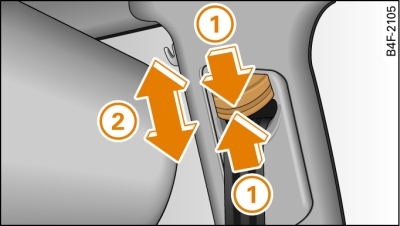 Belt height adjustment for the front seats: guide fitting