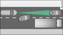 A vehicle is changing lanes