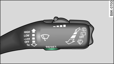 Windscreen wiper lever: RESET button