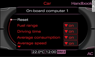 MMI display: On-board computer