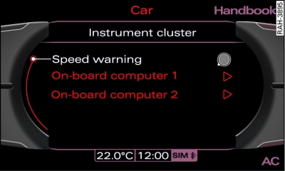 Display: Setting speed limit warning 2