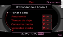 Pantalla del MMI: Ordenador de a bordo