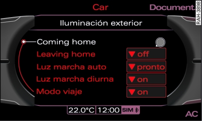 Pantalla: Iluminación exterior