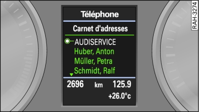 Représentation à l'écran du système d'information du conducteur