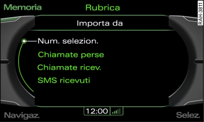 Acquisizione di numeri dalle liste delle chiamate