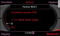 Visualizzazione del codice PIN per l'inserimento mediante il telefono cellulare