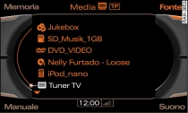 Lista delle fonti audio/video disponibili