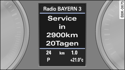 Display in het instrumentenpaneel: Service-intervalindicatie