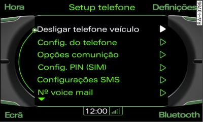 Desligar o telefone do automóvel